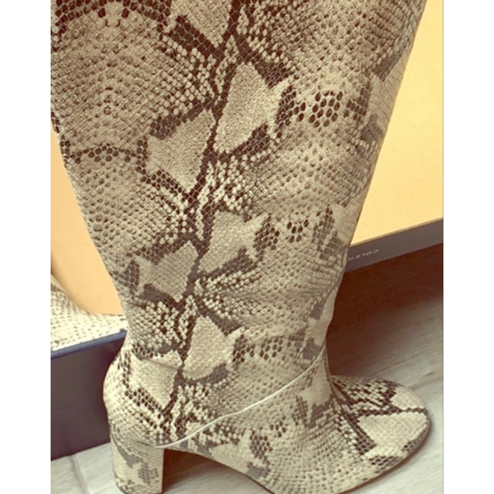 Cole Haan Snakeskin coastal Cowgirl Chic Mobwife Tall Chunky Heel Boots size 8.5 - Picture 10 of 10